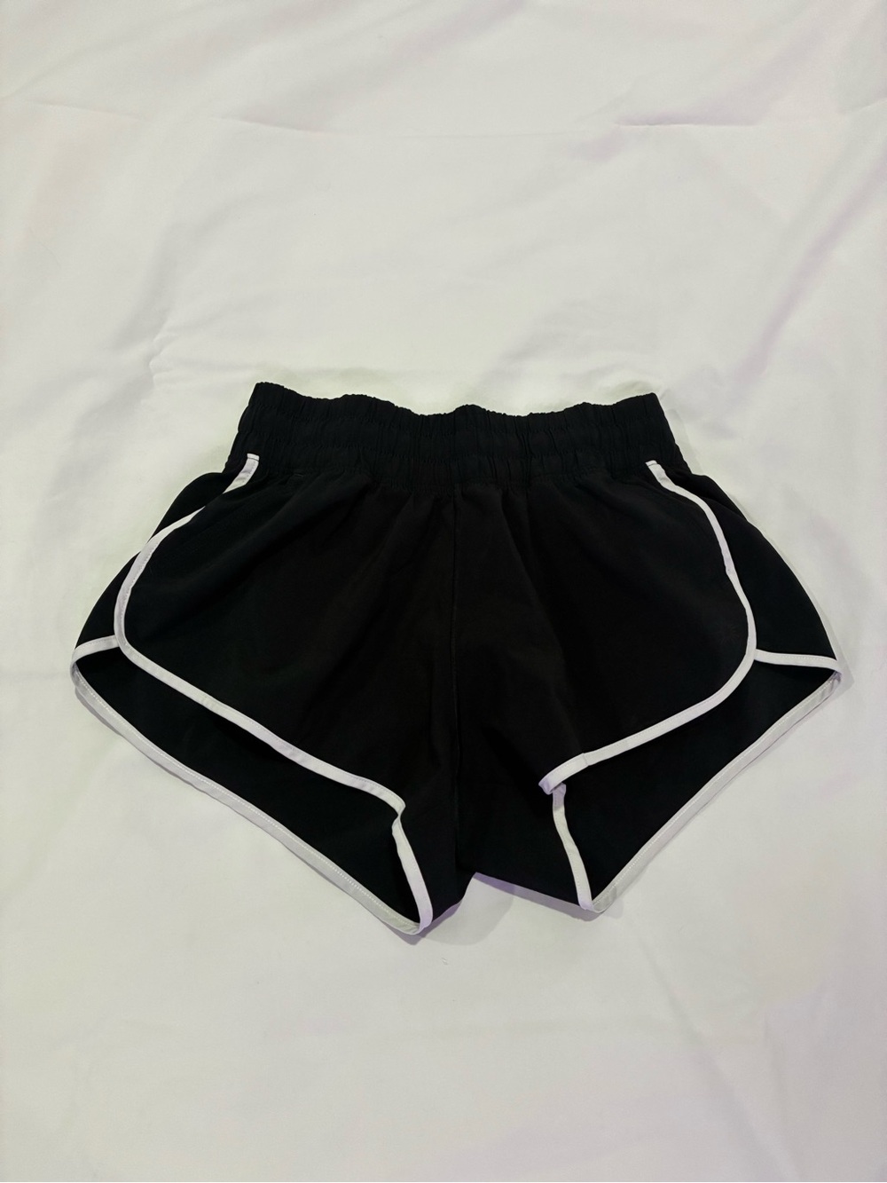 aerie Black Athletic Dolphin Shorts with White Piping